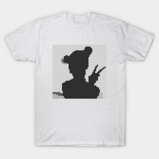 Hand v sign for peace or victory (Pixel Girl) T-Shirt